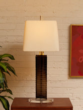 Load image into Gallery viewer, Orbit Lucite and Smoked Acrylic Table Lamp
