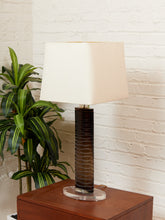 Load image into Gallery viewer, Orbit Lucite and Smoked Acrylic Table Lamp
