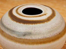 Load image into Gallery viewer, Studio Pottery Vase Blue and Golden
