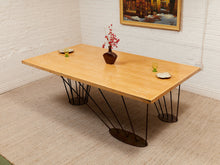Load image into Gallery viewer, Oak Dining Table with Sculptural Iron Base
