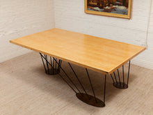Load image into Gallery viewer, Oak Dining Table with Sculptural Iron Base
