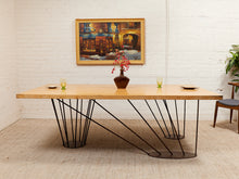 Load image into Gallery viewer, Oak Dining Table with Sculptural Iron Base
