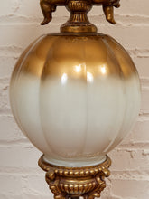 Load image into Gallery viewer, Hollywood Regency Opalescent Blown Glass Solid Brass Cherub Table Lamp Vintage
