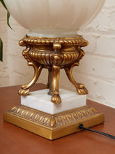 Load image into Gallery viewer, Hollywood Regency Opalescent Blown Glass Solid Brass Cherub Table Lamp Vintage
