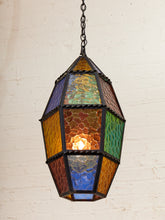 Load image into Gallery viewer, 1970’s Stain Glass Hanging Lamp
