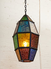 Load image into Gallery viewer, 1970’s Stain Glass Hanging Lamp
