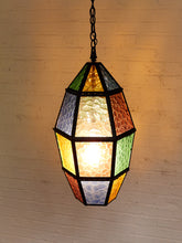 Load image into Gallery viewer, 1970’s Stain Glass Hanging Lamp
