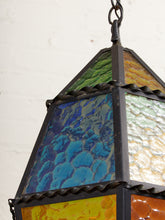 Load image into Gallery viewer, 1970’s Stain Glass Hanging Lamp
