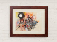 Load image into Gallery viewer, Eclipse Bloom Abstract Surrealist Print with Black Sun and Organic Forms
