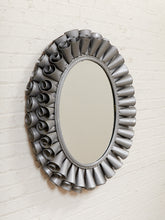 Load image into Gallery viewer, Sunburst Silver Metal Oval Mirror
