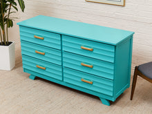 Load image into Gallery viewer, Turquoise Mid Century 6 Drawer Dresser
