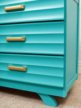Load image into Gallery viewer, Turquoise Mid Century 6 Drawer Dresser
