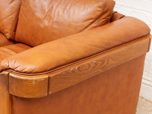 Load image into Gallery viewer, Leather Oak Vintage Sofa
