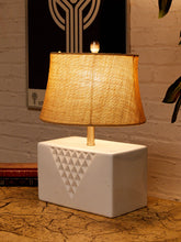 Load image into Gallery viewer, Facet White Ceramic Table Lamp with Textured Geometric Base
