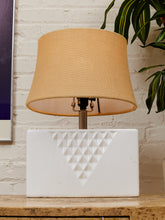 Load image into Gallery viewer, Facet White Ceramic Table Lamp with Textured Geometric Base

