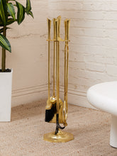 Load image into Gallery viewer, Polished Brass Vintage Fireplace Stand
