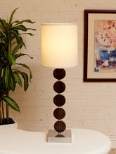 Load image into Gallery viewer, Stacked Disc Table Lamp with Metal Base and White Drum Shade
