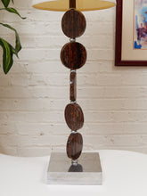 Load image into Gallery viewer, Stacked Disc Table Lamp with Metal Base and White Drum Shade
