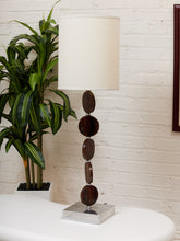 Load image into Gallery viewer, Stacked Disc Table Lamp with Metal Base and White Drum Shade
