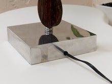 Load image into Gallery viewer, Stacked Disc Table Lamp with Metal Base and White Drum Shade
