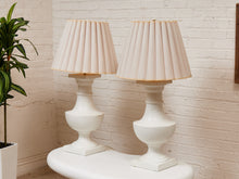 Load image into Gallery viewer, Parlour Pair White Table Lamps with Pleated Shades

