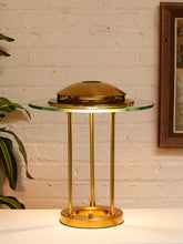 Load image into Gallery viewer, Robert Sonneman "Saturn" Halogen Table Lamp for George Kovacs, C. 1980 — Brass &amp; Glass
