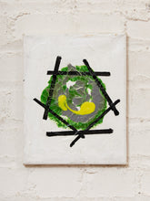 Load image into Gallery viewer, Contained Eclipse Geometric Abstract Painting in Green Gray Yellow and Black

