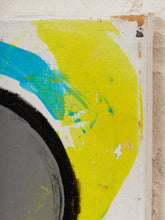Load image into Gallery viewer, Eclipse Study Minimalist Abstract Painting in Black Gray White and Yellow
