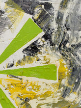Load image into Gallery viewer, Citrus Burst Abstract Expressionist Painting in Lime Green Yellow Black and White $225
