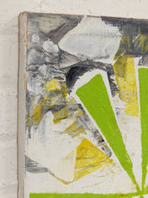 Load image into Gallery viewer, Citrus Burst Abstract Expressionist Painting in Lime Green Yellow Black and White $225
