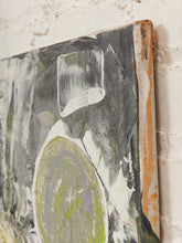 Load image into Gallery viewer, Citrus Burst Abstract Expressionist Painting in Lime Green Yellow Black and White $225
