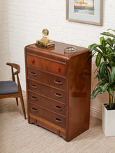 Load image into Gallery viewer, Waterfall Art Deco Highboy Dresser
