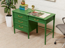 Load image into Gallery viewer, Emerald Faux Bamboo Desk
