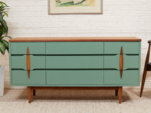 Load image into Gallery viewer, 1960s Kroehler Sculptural Wood Drawer Pulls 9 Drawer Dresser
