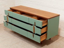 Load image into Gallery viewer, 1960s Kroehler Sculptural Wood Drawer Pulls 9 Drawer Dresser
