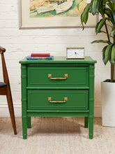 Load image into Gallery viewer, Emerald Faux Bamboo Nightstand

