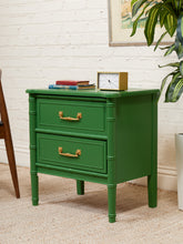 Load image into Gallery viewer, Emerald Faux Bamboo Nightstand
