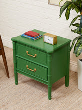 Load image into Gallery viewer, Emerald Faux Bamboo Nightstand
