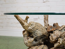 Load image into Gallery viewer, Petrified 1960s Brown Wood Coffee Table Glass Top
