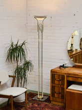 Load image into Gallery viewer, Post Modern Vintage Acrylic and Brass Torchiere Floor Lamp
