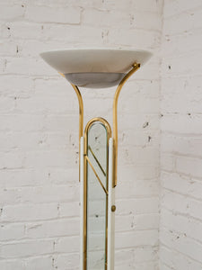 Post Modern Vintage Acrylic and Brass Torchiere Floor Lamp