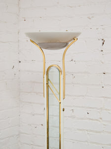 Post Modern Vintage Acrylic and Brass Torchiere Floor Lamp