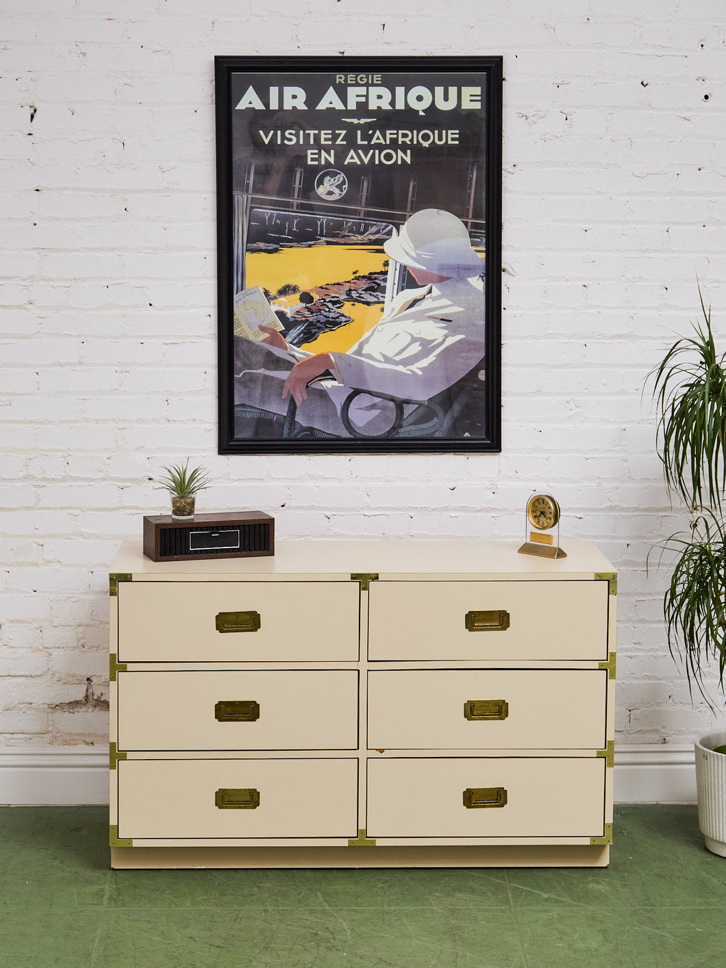 6 Drawer White Campaign Dresser