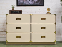 Load image into Gallery viewer, 6 Drawer White Campaign Dresser
