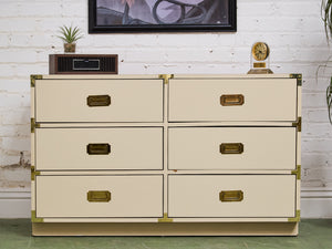 6 Drawer White Campaign Dresser