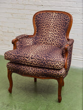 Load image into Gallery viewer, French Louis XV Style Bergere Chair with a Leopard Print Upholstery
