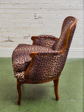 Load image into Gallery viewer, French Louis XV Style Bergere Chair with a Leopard Print Upholstery
