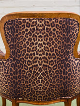 Load image into Gallery viewer, French Louis XV Style Bergere Chair with a Leopard Print Upholstery
