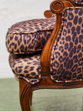 Load image into Gallery viewer, French Louis XV Style Bergere Chair with a Leopard Print Upholstery
