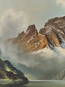 Golden Path to Alpine Stillness Framed Oil Landscape